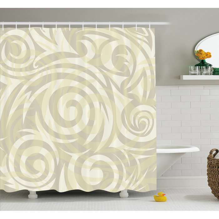 Ambesonne Vintage Swirling Floral Design with Authentic Faded Natural